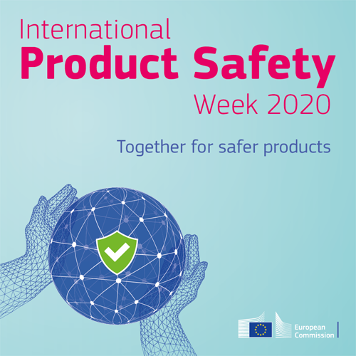 Social media image for the International Product Safety Week with globe logo and slogan ‘Together for safer products’.