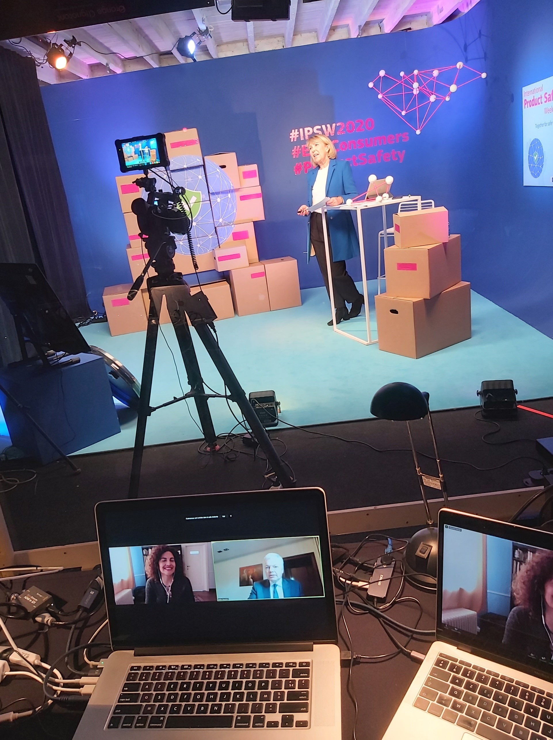 Moderator in studio for the event.