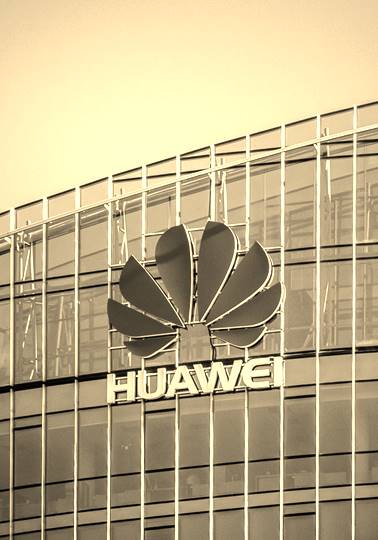 Glass building façade with company logo