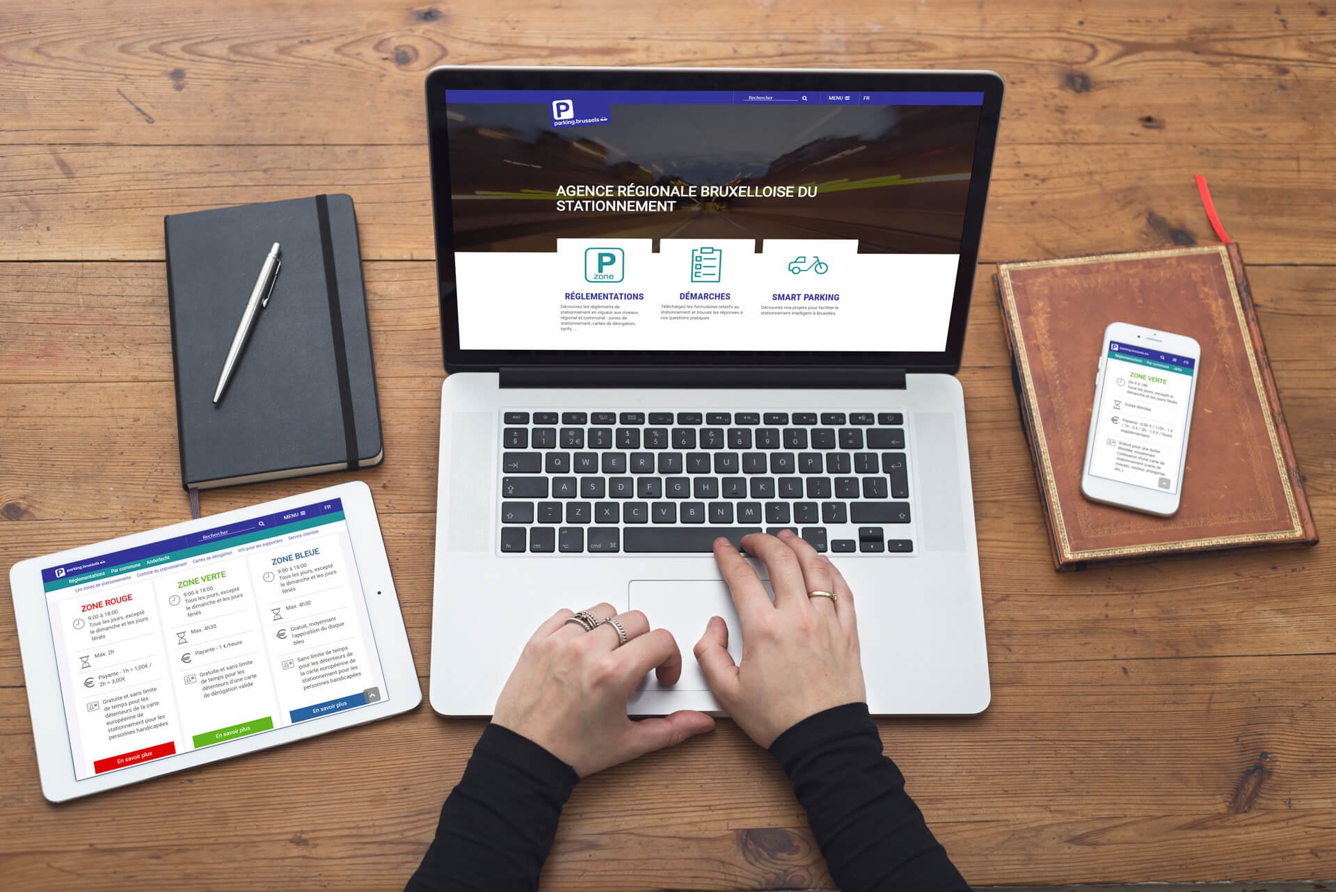 Parking.brussels on computer, tablet and smarpthone