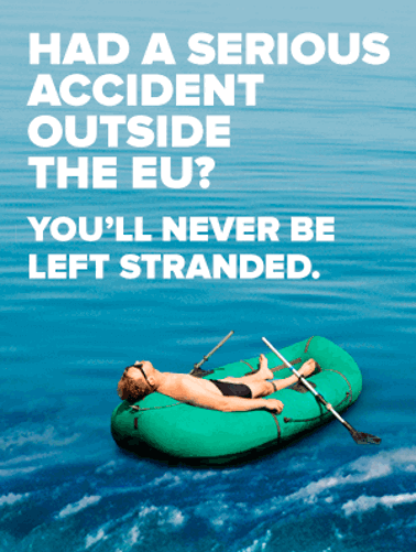 Animation of person in dinghy falling over waterfall