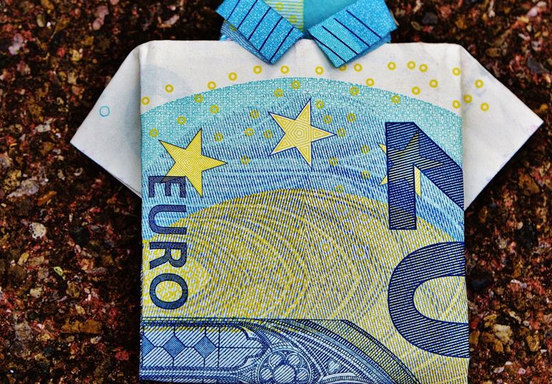 Folded t-shirt that looks like euro banknote