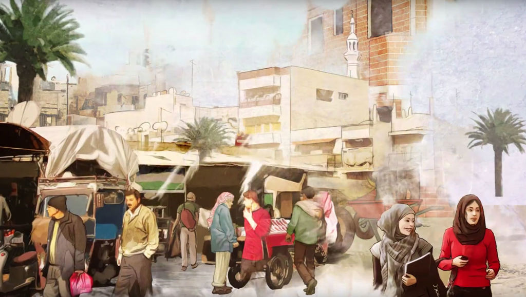 Foreign policy in film Drawing of people at a market