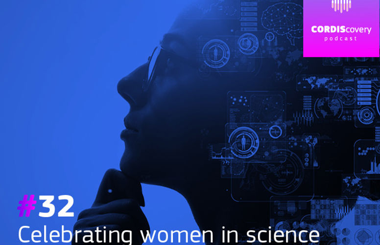 Celebrating women in science, main visual of the CORDIS podcast, CORDIScovery.