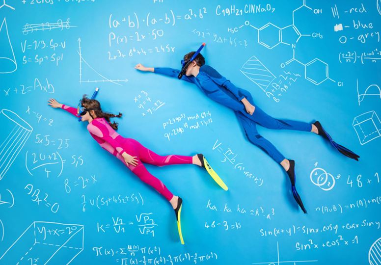 Taking advanced maths to everyone Children scuba diving in maths formula